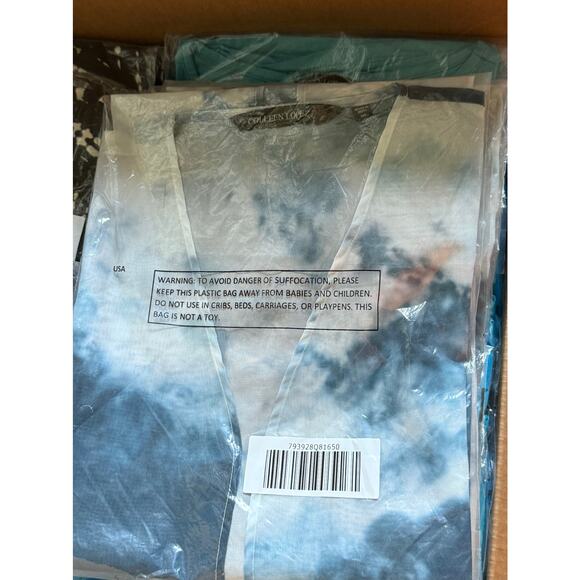 Colleen Lopez Blue White Tie Dye Duster MP New In Package - Picture 3 of 6